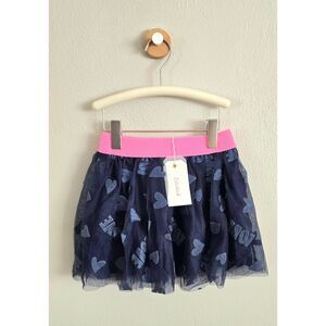 NWT Billieblush Navy Glitter Heart Tulle Tutu Skirt, Sz 4
